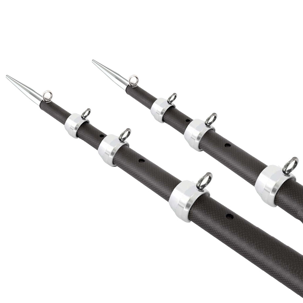 Tigress XD 3k Carbon Fiber Telescoping Outrigger Poles - 18 feet - Matte Black/ Silver - Pair [88679-1] - BuoyMart.com  Outriggers Tigress