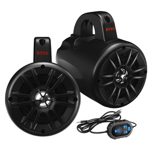 Boss Audio 4" BM40AMPBT Amplified Waketower Speakers - Matte Black - 500W [BM40AMPBT] - BuoyMart.com  Speakers - Tower/Soundbars Boss Audio