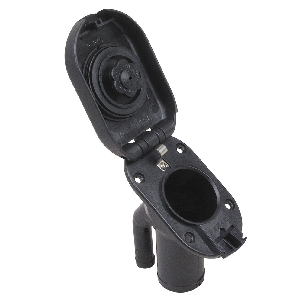 Perko Combination Vented Gas Fill/Tank f/1-1/2" Hose - 35 Angled Neck [1318DPGBLK] - BuoyMart.com  Fuel Systems Perko