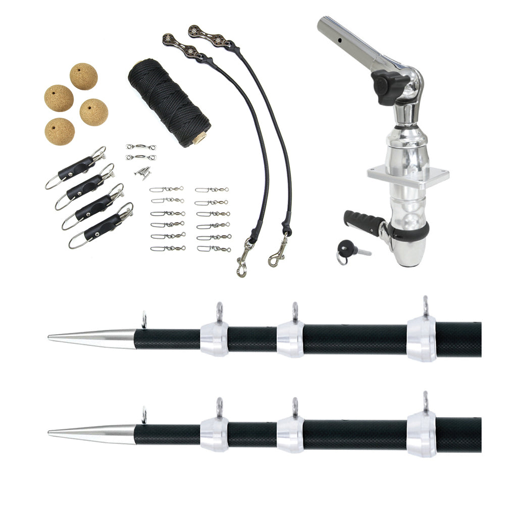 Tigress XD Top Mount System - 18 Carbon Fiber Black/Silver Ultimate Rigging Kit [88679-01] - BuoyMart.com  Outriggers Tigress