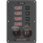 Blue Sea 4321 Circuit Breaker Switch Panel 4 Position - Gray w/12V Socket  Dual USB [4321] - BuoyMart.com  Electrical Panels Blue Sea Systems
