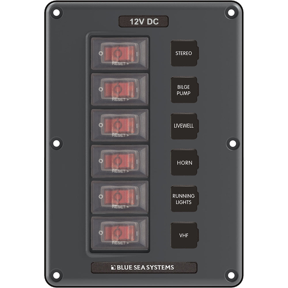 Blue Sea 4322 Circuit Breaker Switch Panel 6 Position - Gray [4322] - BuoyMart.com  Electrical Panels Blue Sea Systems