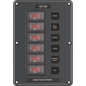 Blue Sea 4322 Circuit Breaker Switch Panel 6 Position - Gray [4322] - BuoyMart.com  Electrical Panels Blue Sea Systems