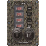 Blue Sea 4324 Circuit Breaker Switch Panel 4 Postion - Camo w/12V Socket  Dual USB [4324] - BuoyMart.com  Electrical Panels Blue Sea Systems