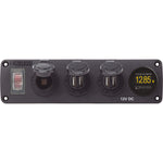 Blue Sea 4368 Water Resistant USB Accessory Panel - 12V Socket, 2x 2.1A Dual USB Chargers, Mini Voltmeter [4368] - BuoyMart.com  Accessories Blue Sea Systems