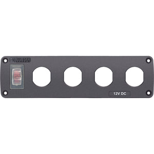 Blue Sea Water Resistant USB Accessory Panel - 15A Circuit Breaker, 4x Blank Apertures [4369] - BuoyMart.com  Accessories Blue Sea Systems