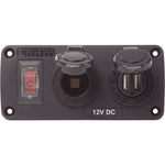 Blue Sea 4363 Water Resistant USB Accessory Panels - 15A Circuit Breaker, 12V Socket, 2.1A Dual USB Charger [4363] - BuoyMart.com  Accessories Blue Sea Systems