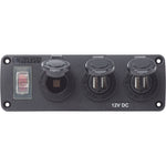 Blue Sea 4365 Water Resistant USB Accessory Panel - 15A Circuit Breaker, 12V Socket, 2x 2.1A Dual USB Chargers [4365] - BuoyMart.com  Accessories Blue Sea Systems