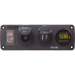 Blue Sea 4366 Water Resistant USB Accessory Panel - Circuit Breaker, 12V Socket, Dual USB Charger, Mini Voltmeter [4366] - BuoyMart.com  Accessories Blue Sea Systems