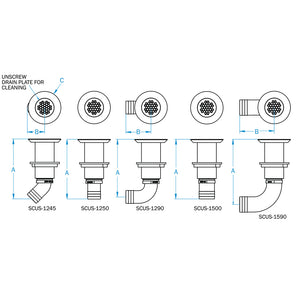 GROCO 1-1/2" Hose Barb Stainless Straight Deck Drain [SCUS-1500] - BuoyMart.com  Fittings GROCO