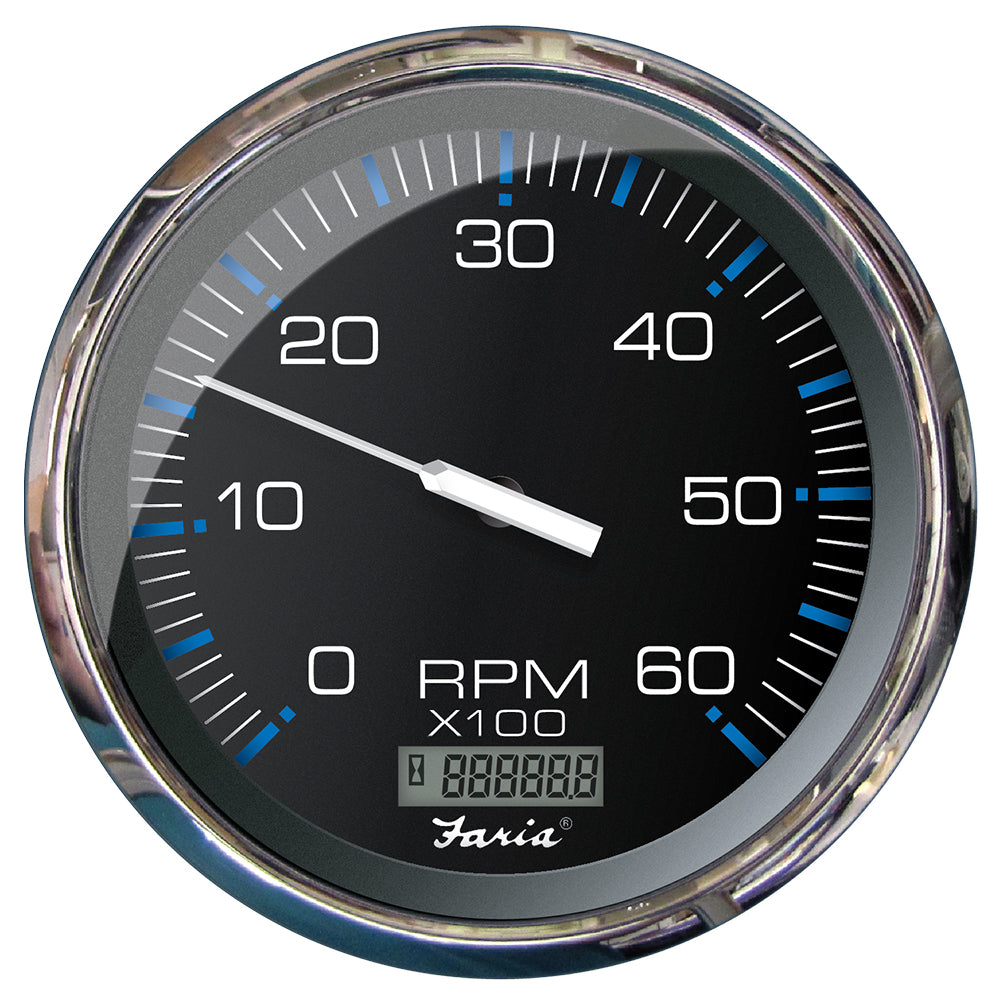 Faria Chesapeake Black 5" Tachometer w/Digital Hourmeter - 6000 RPM (Gas) (Inboard) [33763] - BuoyMart.com  Gauges Faria Beede Instruments
