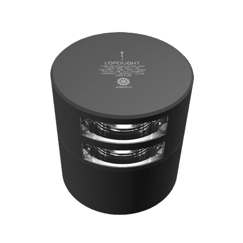 Lopolight Series 301-106 - Double Stacked Stern Light - 3NM - Horizontal Mount - White - Black Housing [301-105ST-B] - BuoyMart.com  Navigation Lights Lopolight