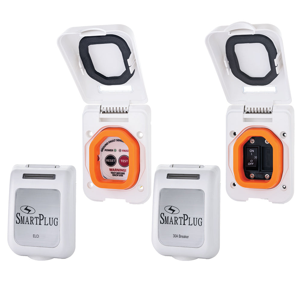 SmartPlug Combo Kit w/ELCI Sensor  30 Amp Breaker Non-Metallic Door - White [ELCIBRKR30PW] - BuoyMart.com  Shore Power SmartPlug