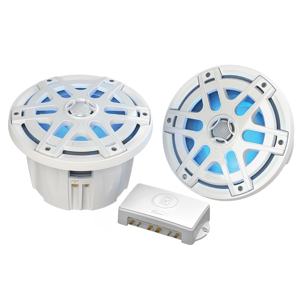 Poly-Planar MA-OC8 8" 500 Watt Waterproof Blue LED Speaker - White [MA-OC8] Poly-Planar