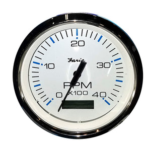 Faria Chesapeake White SS 4" Tachometer w/Hourmeter (4000 RPM) (Diesel) (Mech. Takeoff  Var. Ratio Alt) [33834] - BuoyMart.com  Gauges Faria Beede Instruments