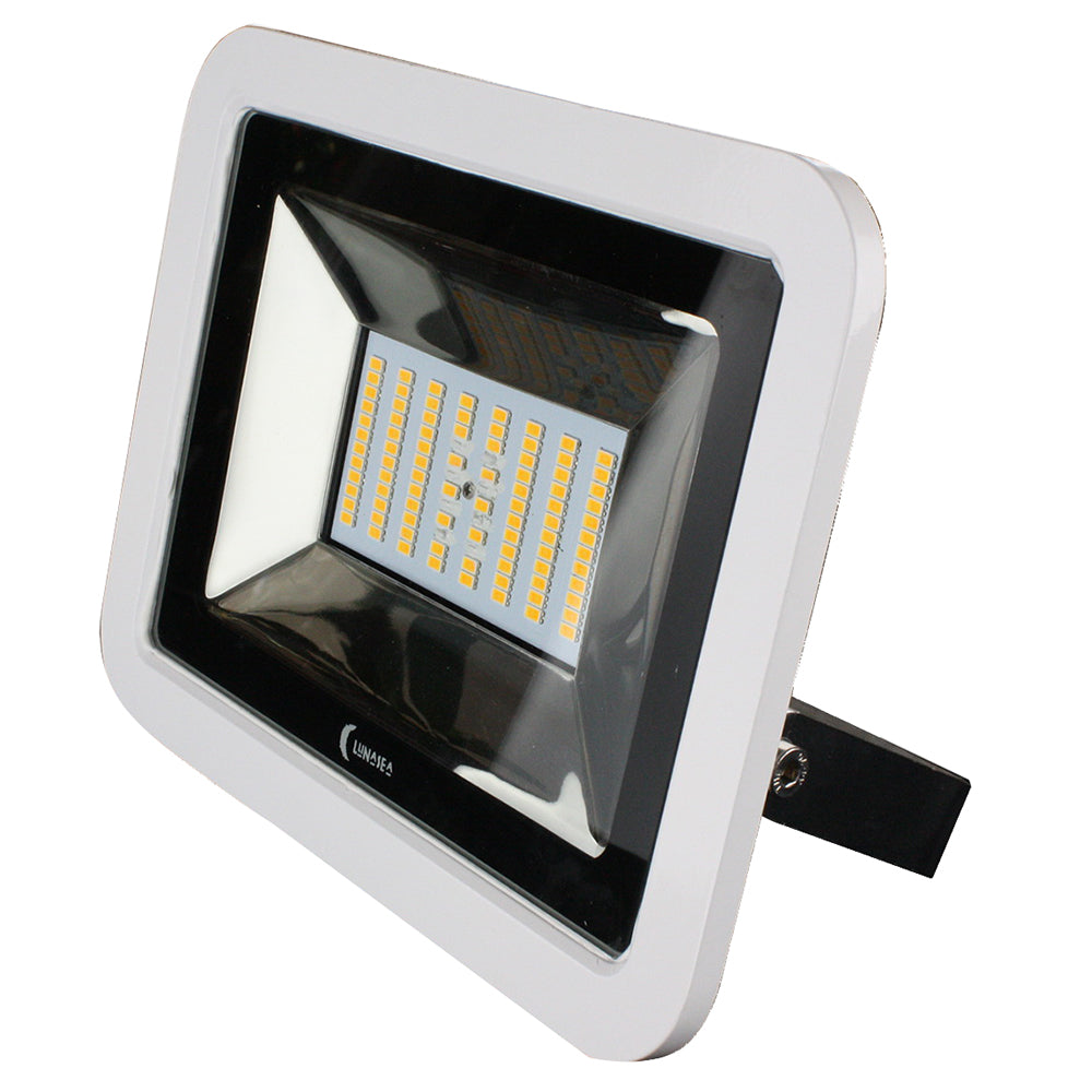 Lunasea 35W Slimline LED Floodlight, 12/24V, Cool White, 4800 Lumens, 3 Cord - White Housing [LLB-36MN-81-00] - BuoyMart.com  Flood/Spreader Lights Lunasea Lighting