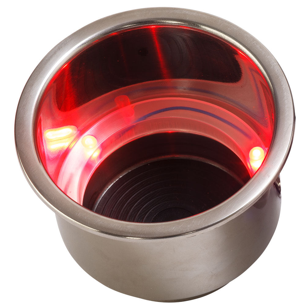 Sea-Dog LED Flush Mount Combo Drink Holder w/Drain Fitting - Red LED [588071-1] - BuoyMart.com  Deck / Galley Sea-Dog