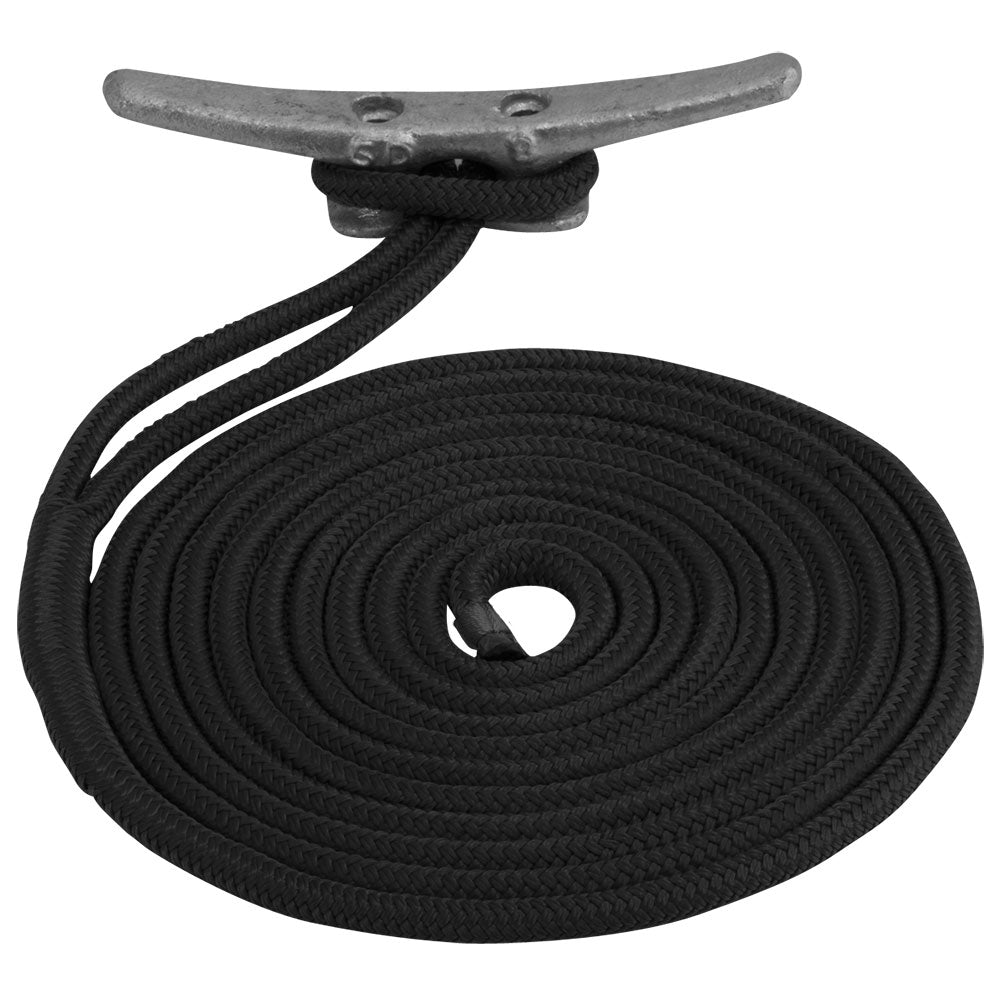 Sea-Dog Double Braided Nylon Dock Line - 1/2" x 10 - Black [302112010BK-1] - BuoyMart.com  Dock Line Sea-Dog