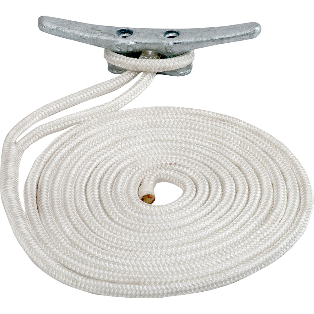 Sea-Dog Double Braided Nylon Dock Line - 1/2" x 25 - White [302112025WH-1] - BuoyMart.com  Dock Line Sea-Dog