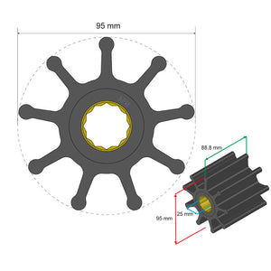 Albin Group Premium Impeller Kit 95 x 25 x 88.8mm - 9 Blade - Spline Insert [06-02-029] - BuoyMart.com  Impellers Albin Group