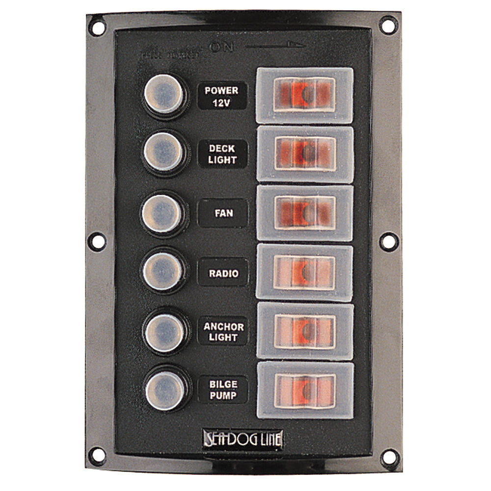 Sea-Dog Splash Guard Circuit Breaker Panel - 6 Circuit [424806-1] - BuoyMart.com  Electrical Panels Sea-Dog