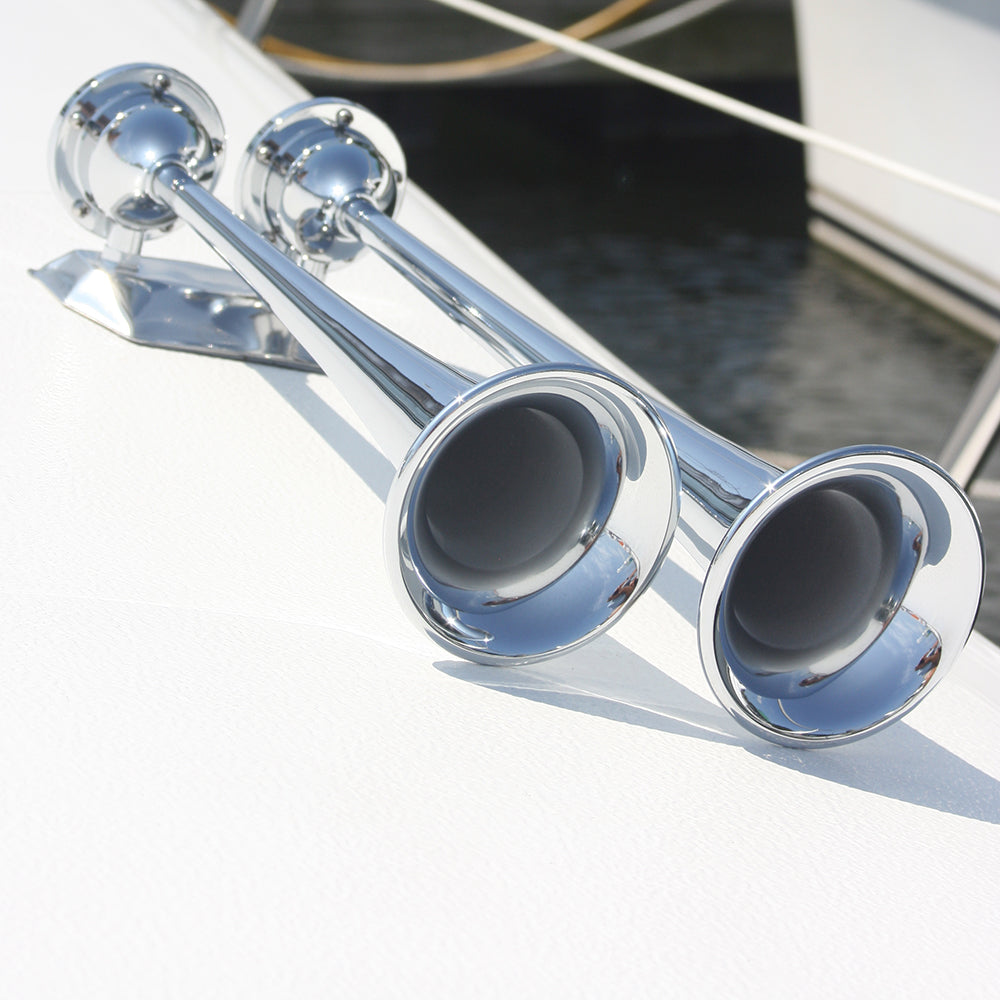Marinco 12V Chrome Plated Dual Trumpet Air Horn [10106] - BuoyMart.com  Horns Marinco