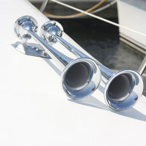 Marinco 24V Chrome Plated Dual Trumpet Air Horn [10624] - BuoyMart.com  Horns Marinco