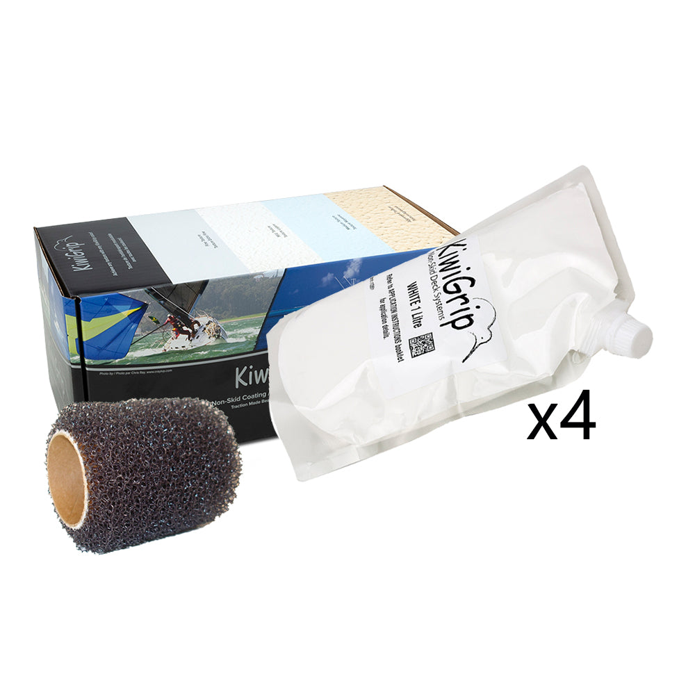KiwiGrip 4 - 1 Liter Pouches - White w/4" Roller [KG-4WP-R] - BuoyMart.com  Non-Skid Paint KiwiGrip