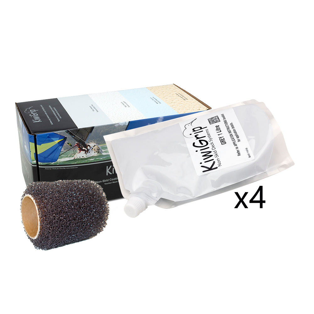 KiwiGrip 4 - 1 Liter Pouches - Grey w/4" Roller [KG-4GP-R] - BuoyMart.com  Non-Skid Paint KiwiGrip