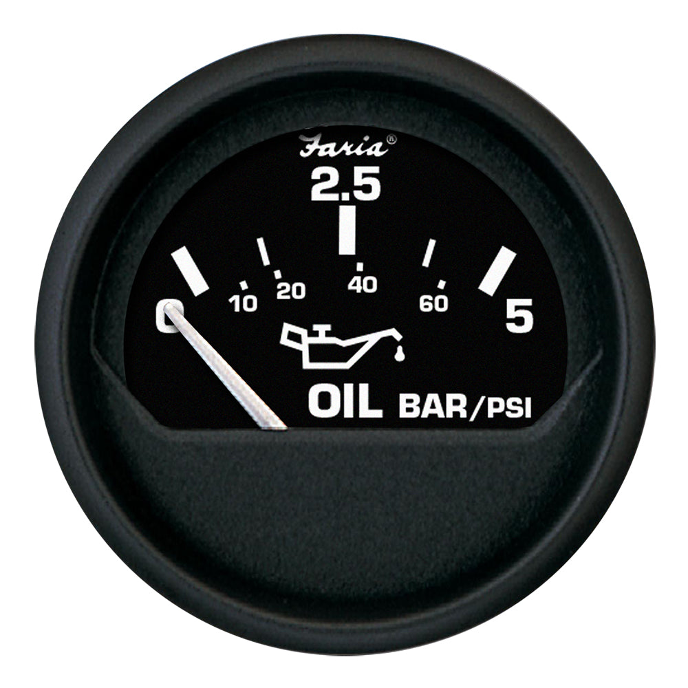 Faria Euro Black 2" Oil Pressure Gauge - Metric (5 Bar) [12805] - BuoyMart.com  Gauges Faria Beede Instruments