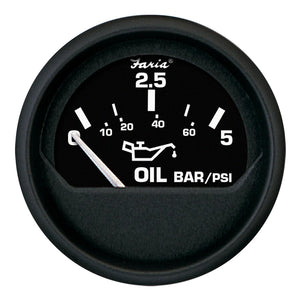 Faria Euro Black 2" Oil Pressure Gauge - Metric (5 Bar) [12805] - BuoyMart.com  Gauges Faria Beede Instruments