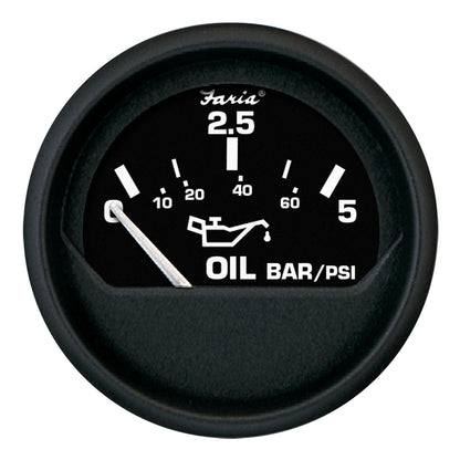 Faria Euro Black 2" Oil Pressure Gauge - Metric (5 Bar) [12805] - BuoyMart.com  Gauges Faria Beede Instruments