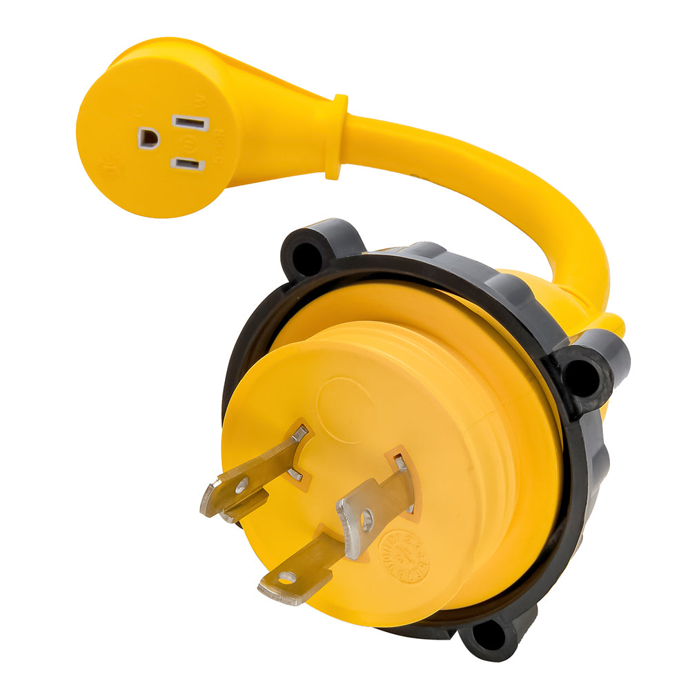 Camco 30AM/15AF Power Grip Marine 12" Dogbone - M-Locking/90F Adapter [55616] - BuoyMart.com  Shore Power Camco