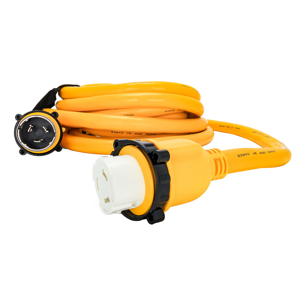 Camco 50 Amp Power Grip Marine Extension Cord - 25 M-Locking/F-Locking Adapter [55621] - BuoyMart.com  Shore Power Camco