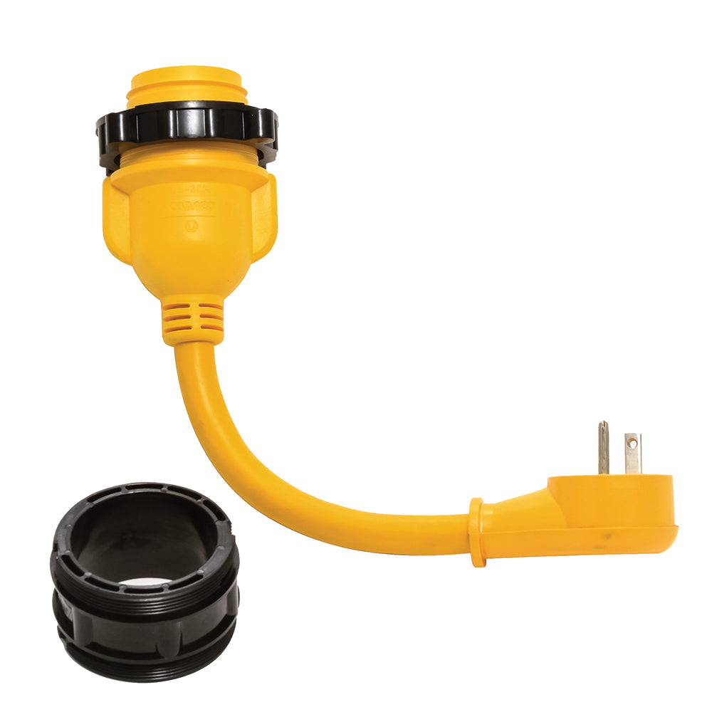 Camco PowerGrip Locking Adapter - 15A/125V Male to 30A/125V Female Locking [55635] - BuoyMart.com  Shore Power Camco