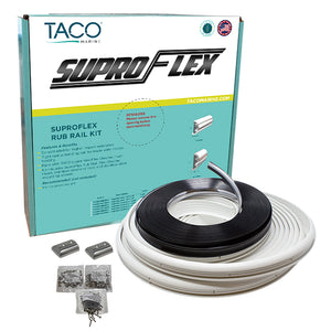 TACO SuproFlex Rub Rail Kit - White w/Flex Chrome Insert - 1.6"H x .78"W x 60L [V11-9960WCM60-2] - BuoyMart.com  Rub Rail TACO Marine