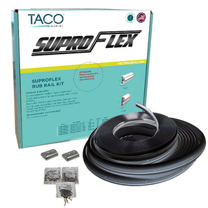 TACO SuproFlex Rub Rail Kit - Black w/Flex Chrome Insert - 2"H x 1.2"W x 80L [V11-9990BBK80-2] - BuoyMart.com  Rub Rail TACO Marine