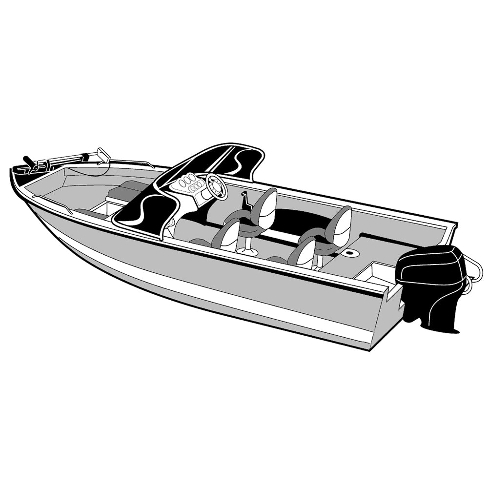 Carver Performance Poly-Guard Wide Series Styled-to-Fit Boat Cover f/18.5 Aluminum V-Hull Boats w/Walk-Thru Windshield - Grey [72318P-10] - BuoyMart.com  Winter Covers Carver by Covercraft