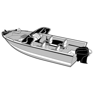 Carver Performance Poly-Guard Wide Series Styled-to-Fit Boat Cover f/18.5 Aluminum V-Hull Boats w/Walk-Thru Windshield - Grey [72318P-10] - BuoyMart.com  Winter Covers Carver by Covercraft