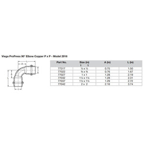 Viego ProPress 3/4" - 90 Copper Elbow - Double Press Connection - Smart Connect Technology [77022] - BuoyMart.com  Fittings Viega