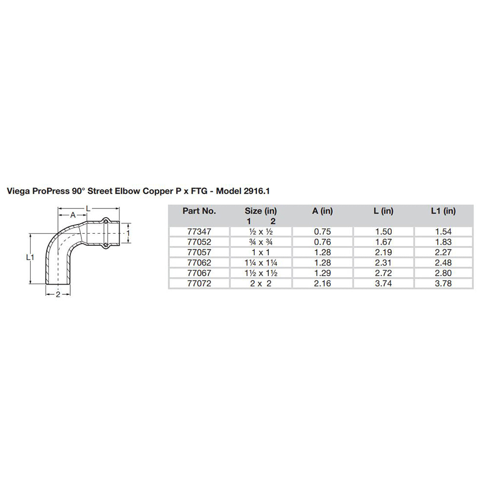 Viega ProPress 3/4" - 90 Copper Elbow - Street/Press Connection - Smart Connect Technology [77052] - BuoyMart.com  Fittings Viega