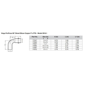 Viega ProPress 3/4" - 90 Copper Elbow - Street/Press Connection - Smart Connect Technology [77052] - BuoyMart.com  Fittings Viega