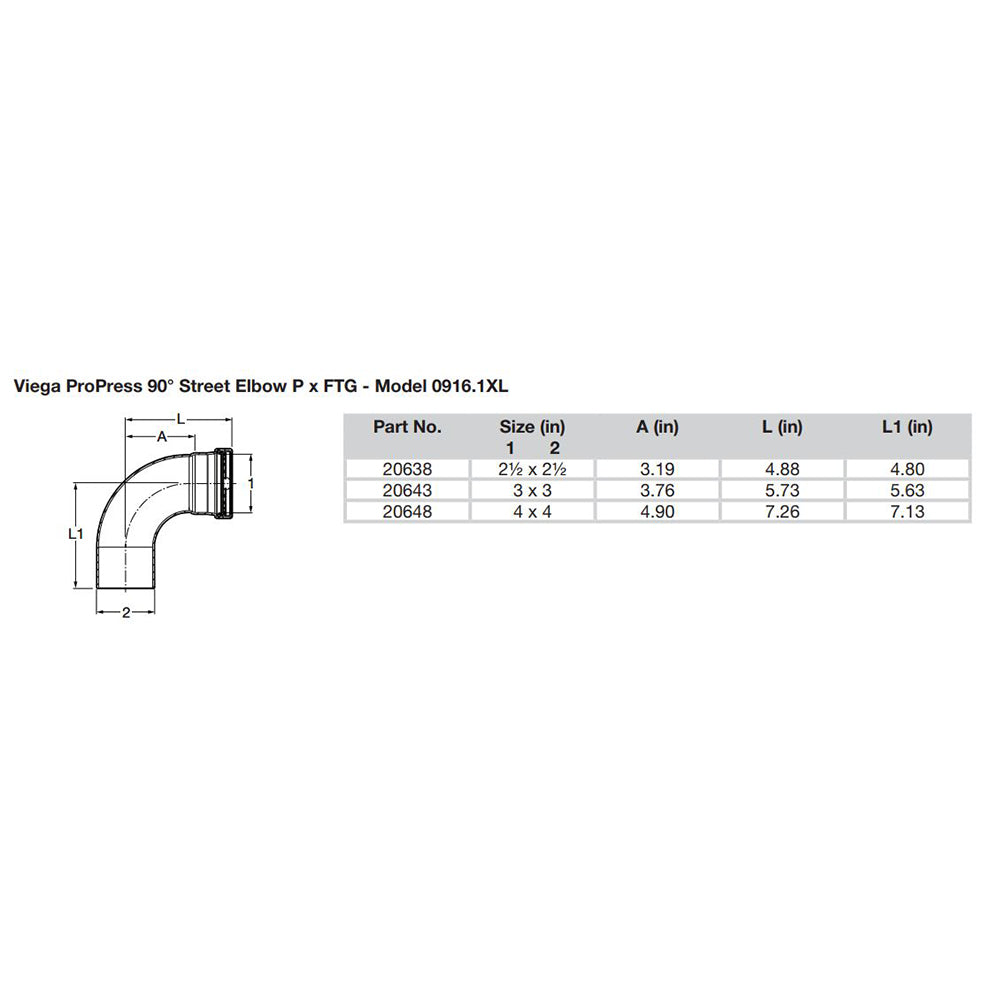 Viega ProPress 2-1/2" - 90 Copper Elbow - Street/Press Connection - Smart Connect Technology [20638] - BuoyMart.com  Fittings Viega