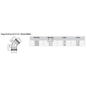 Viega ProPress 2-1/2" - 45 Copper Elbow - Double Press Connection - Smart Connect Technology [20653] - BuoyMart.com  Fittings Viega