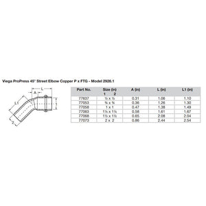 Viega ProPress 2" 45 Copper Elbow - Street/Press Connection - Smart Connect Technology [77073] - BuoyMart.com  Fittings Viega