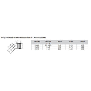 Viega ProPress - 2-1/2" - 45 Copper Elbow - Street/Press Connection - Smart Connect Technology [20668] - BuoyMart.com  Fittings Viega