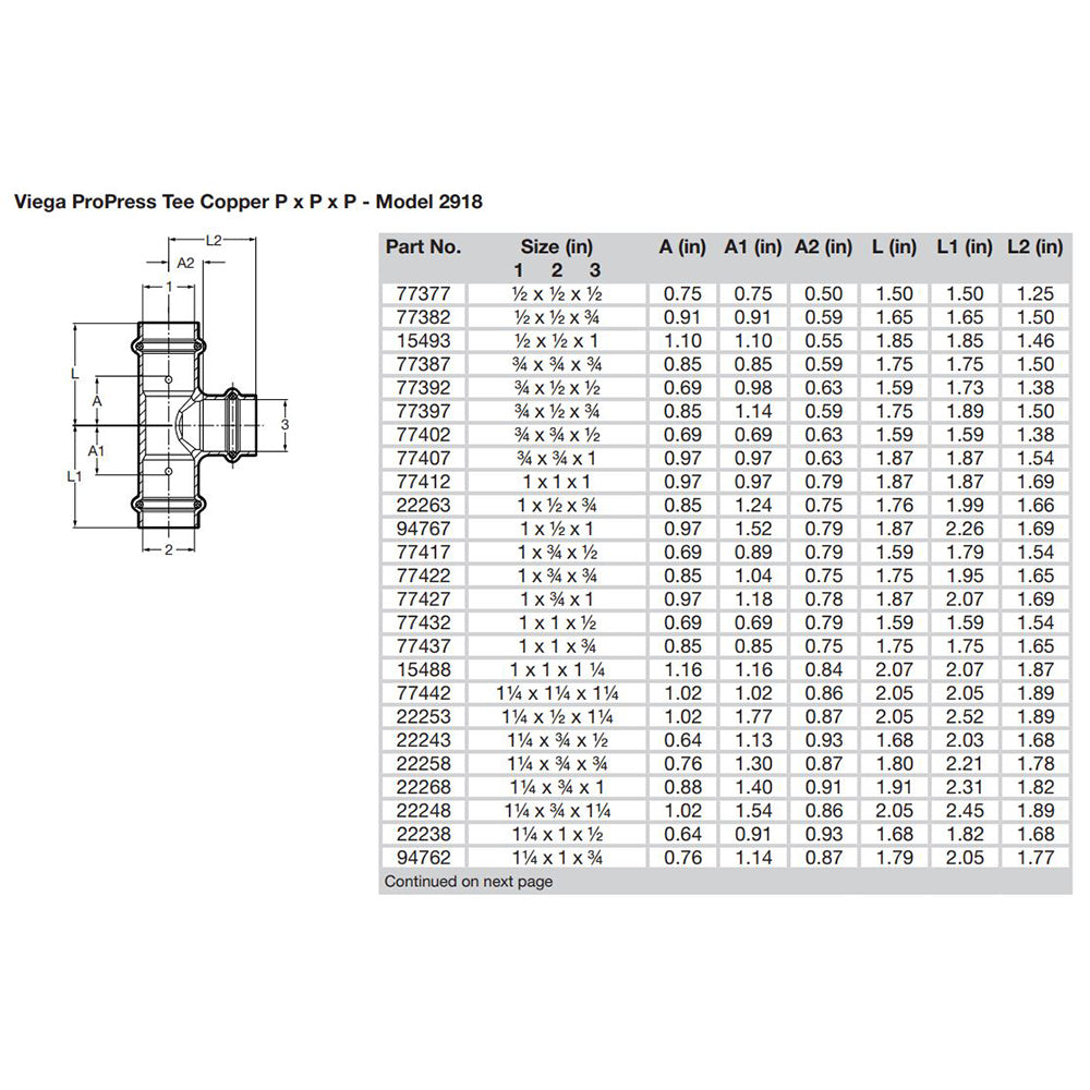 Viega ProPress 1" Copper Tee - Triple Press Connection - Smart Connect Technology [77412] - BuoyMart.com  Fittings Viega