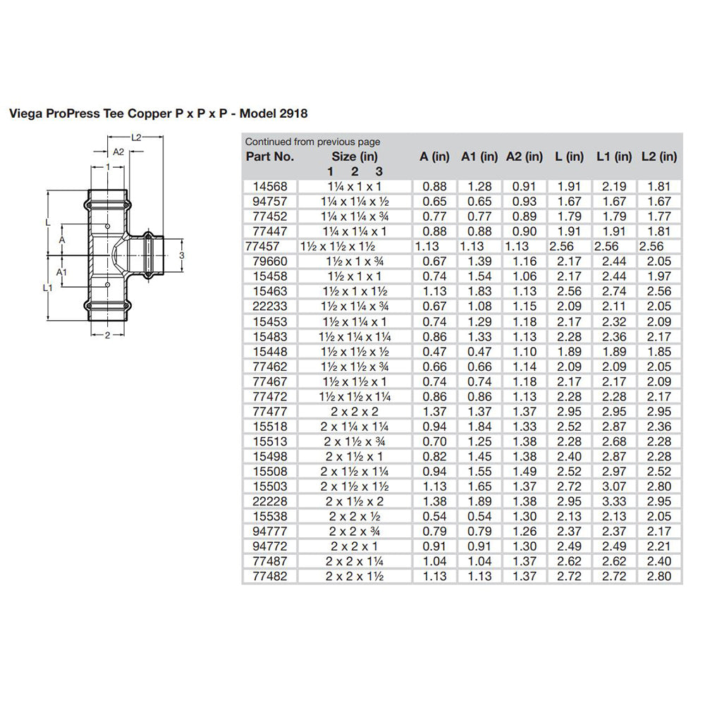 Viega ProPress 2" Copper Tee - Triple Press Connection - Smart Connect Technology [77477] - BuoyMart.com  Fittings Viega