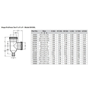 Viega ProPress 2-1/2" Copper Tee - Triple Press Connection - Smart Connect Technology [20683] - BuoyMart.com  Fittings Viega