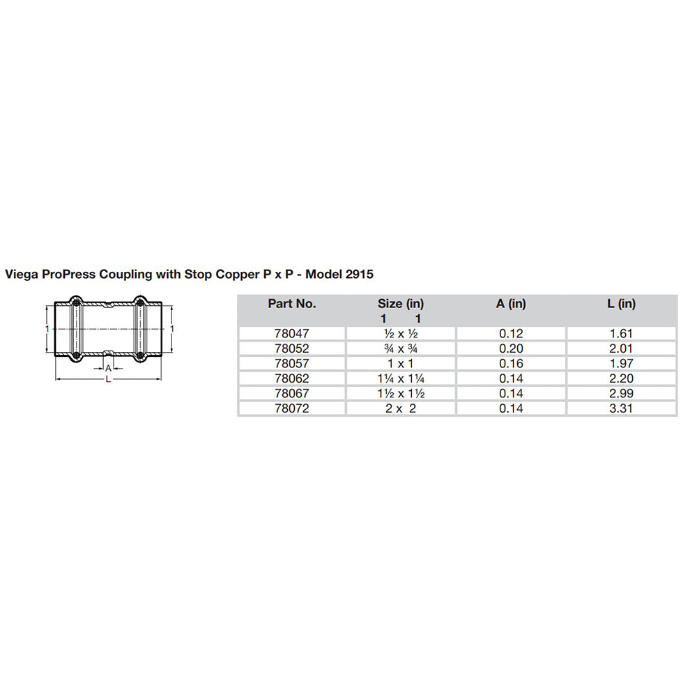 ProPress 1-1/2" Copper Coupling w/Stop - Double Press Connection - Smart Connect Technology [78067] - BuoyMart.com  Fittings Viega